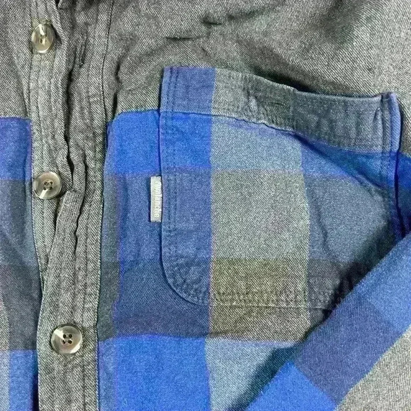 AVALANCHE Cotton Fleece Lined Blue Plaid Flannel Jacket Pockets Button Men Large - Picture 3 of 8